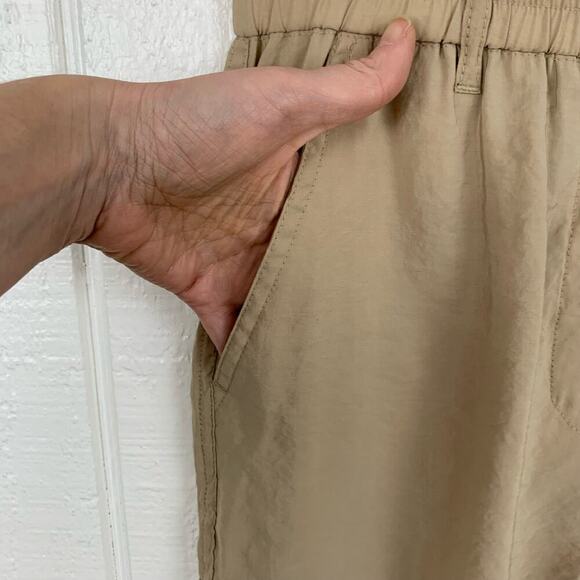 Joie Women Cargo Baggy Jogger High Rise Pants Minimalist Khaki Tan Preppy Small - Picture 2 of 8